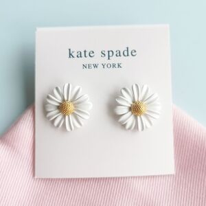 Kate Spade White and Gold Daisy Earrings
